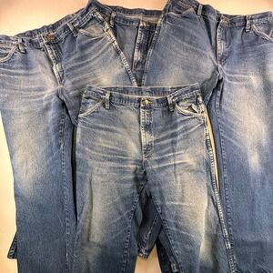 Vtg Lot of 4 Red Kap Rancher Denim Work Jeans 38x32 Straight Fit Distress Patina